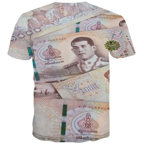 Thai Baht T shirts Men Thailand Tshirts Cool Money T-shirts Graphic Geometric Tshirts Novelty Abstract Tshirt Printed