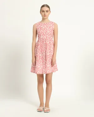 The Chania Coral Gardenia Cotton Dress