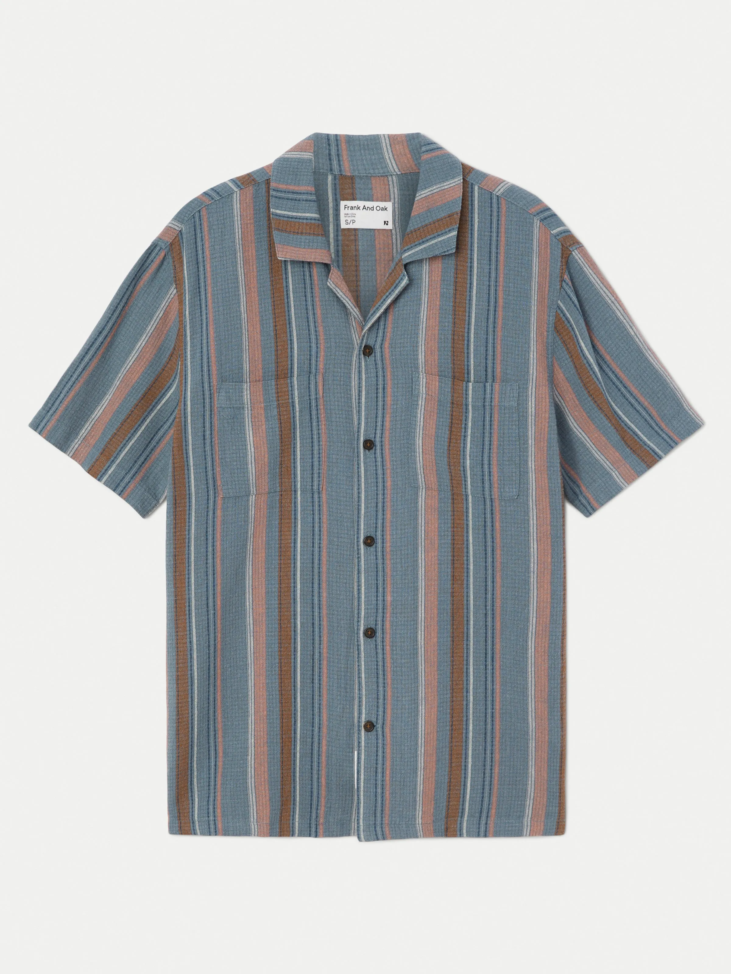 The Linen Camp Collar Shirt in Storm Blue