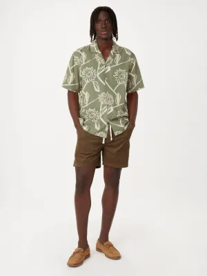 The Print Camp Collar Shirt in Olive Green