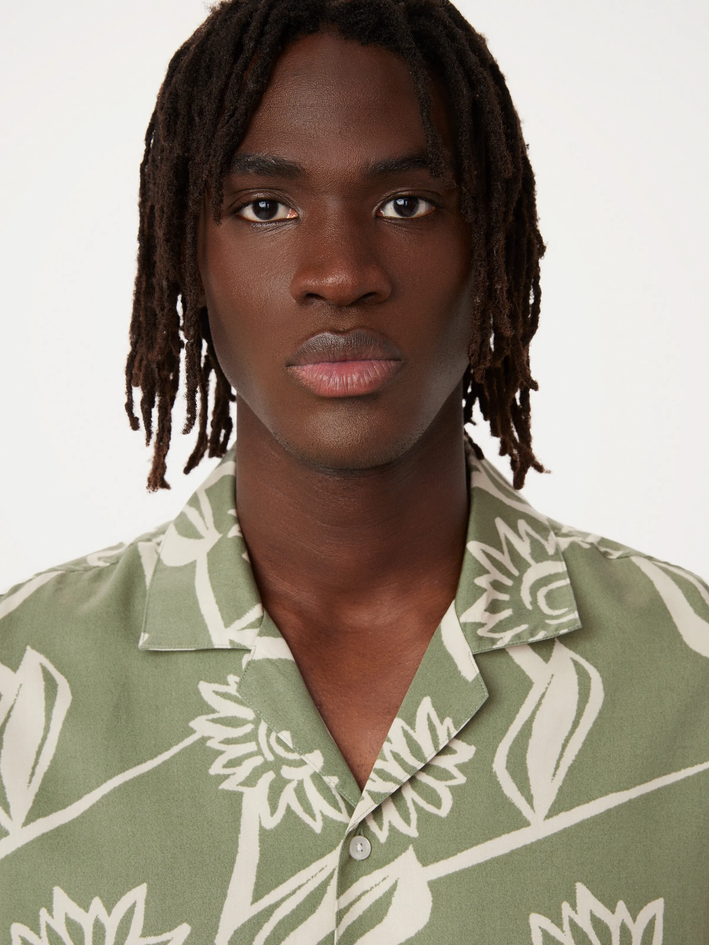 The Print Camp Collar Shirt in Olive Green