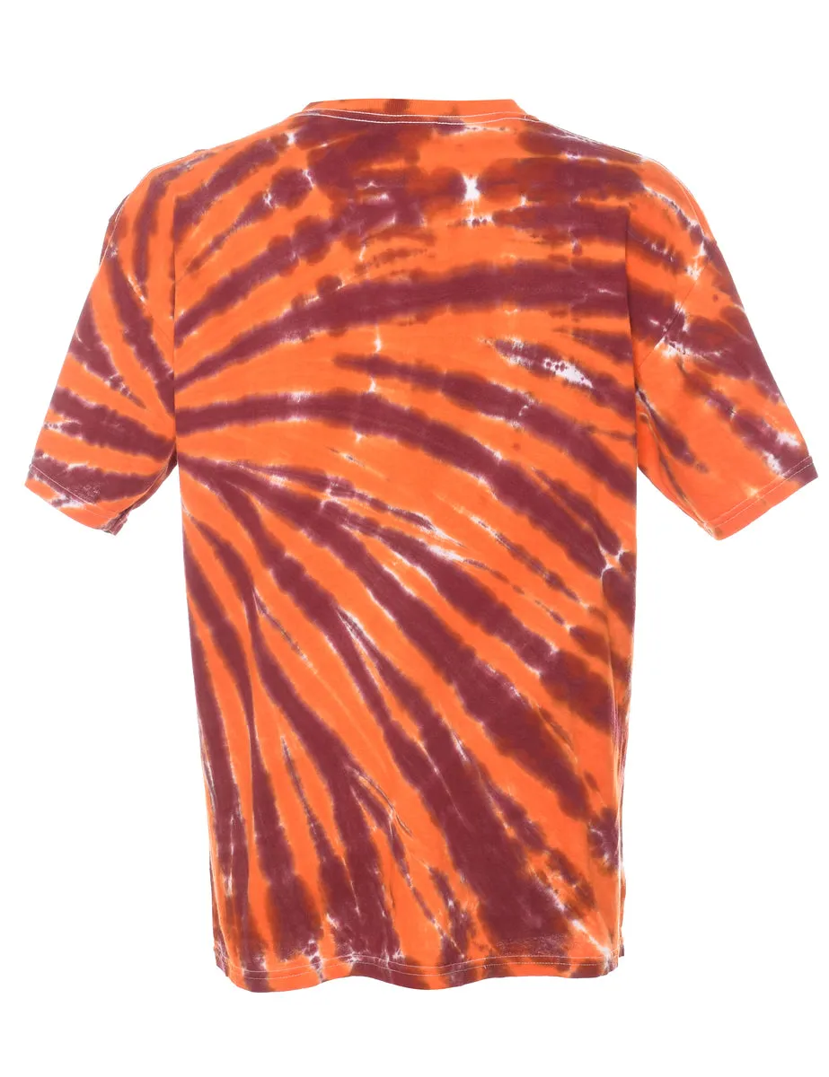 Tie Dye Blacksburg Maroon & Orange Printed T-shirt - L