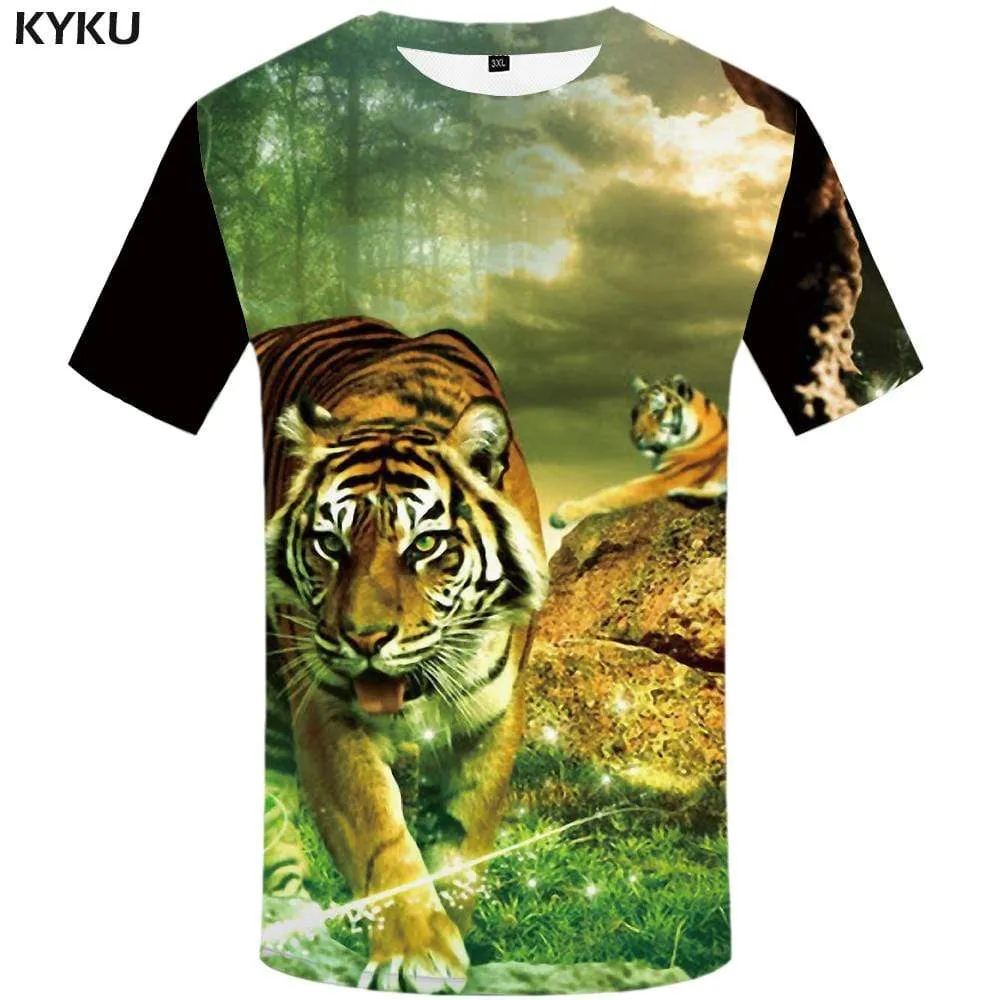 Tiger T shirt Men Forest T-shirt 3d Cloud Tshirts Print Animal T shirts Funny Harajuku Tshirt Anime Mens Fashion Hip hop Unisex