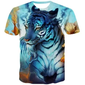 Tiger T shirts Men Animal T-shirts 3d Leopard Tshirts Novelty Cartoon Tshirts Casual Harajuku Shirt Print Short Sleeve Fashion