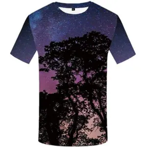 Tree T shirts Men Galaxy Tshirt Printed Space Tshirt Anime Colorful T shirts Funny Harajuku T-shirts Graphic Short Sleeve