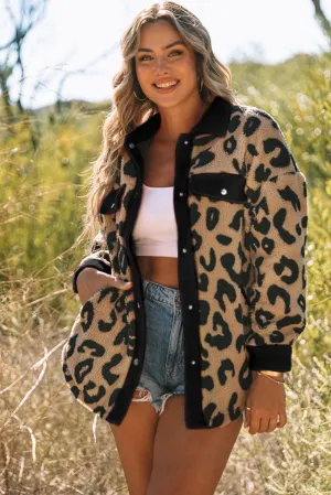 Trimmed Leopard Teddy Shacket