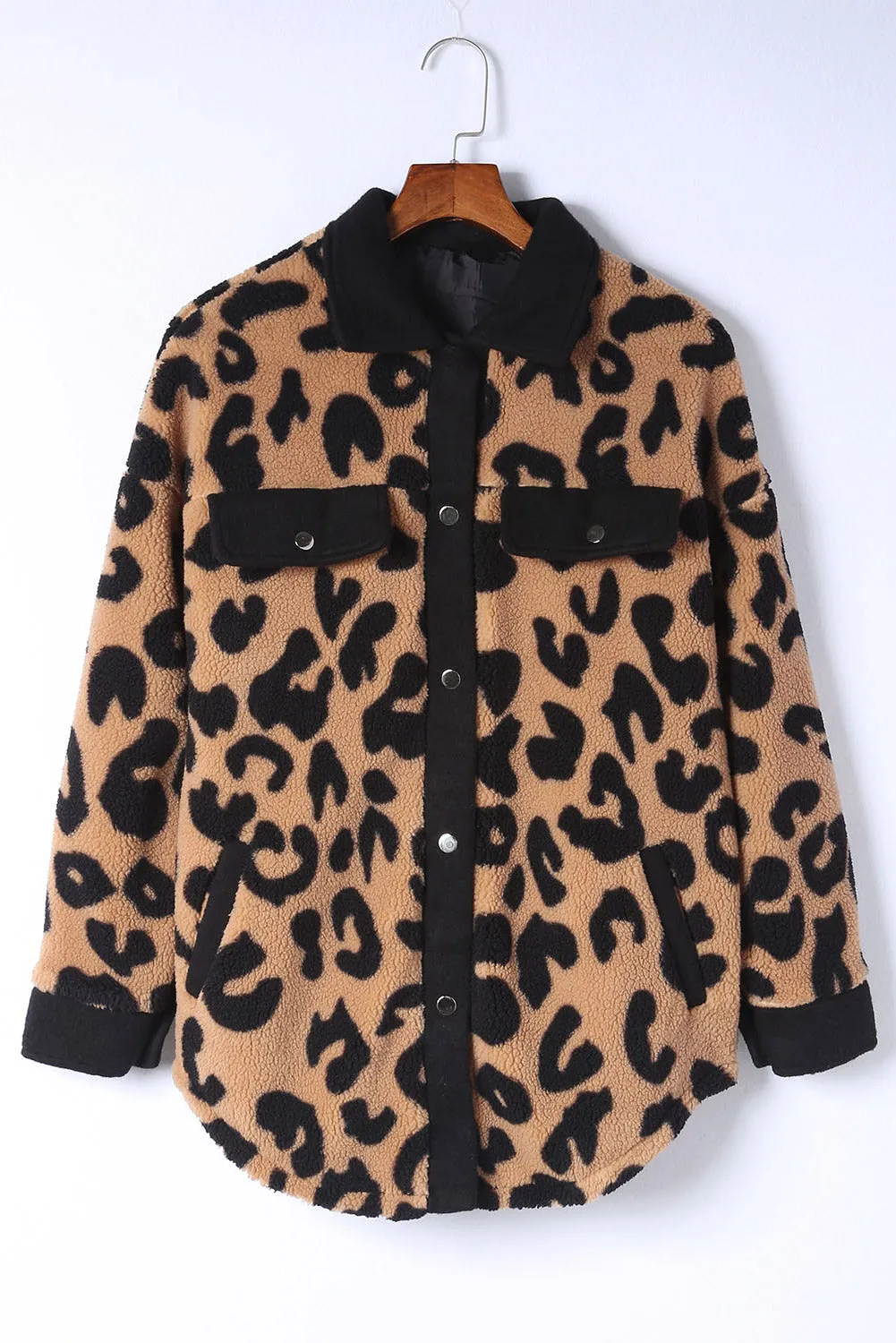 Trimmed Leopard Teddy Shacket