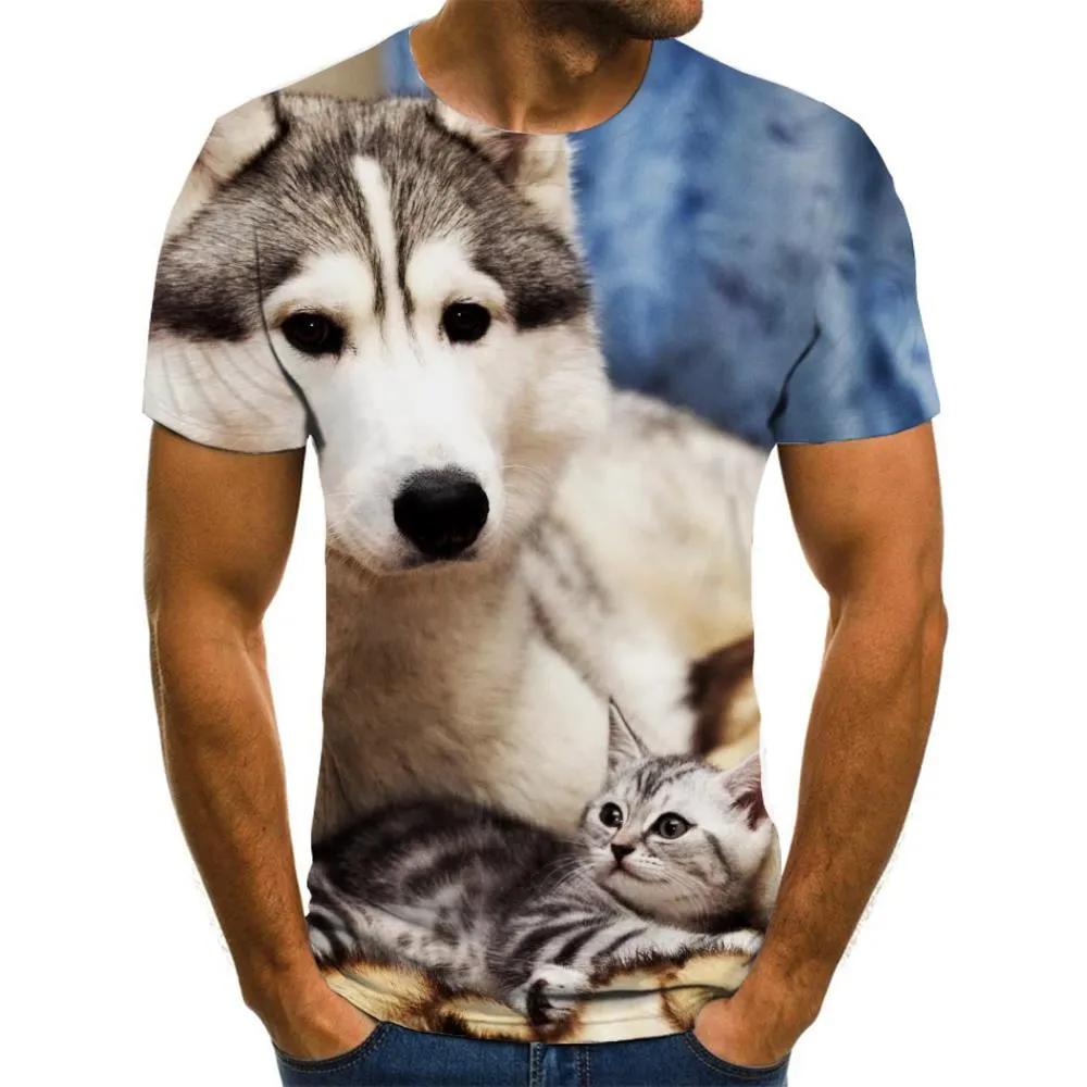 tshirt animaltee top docile petsart costume men cat and dog Cool