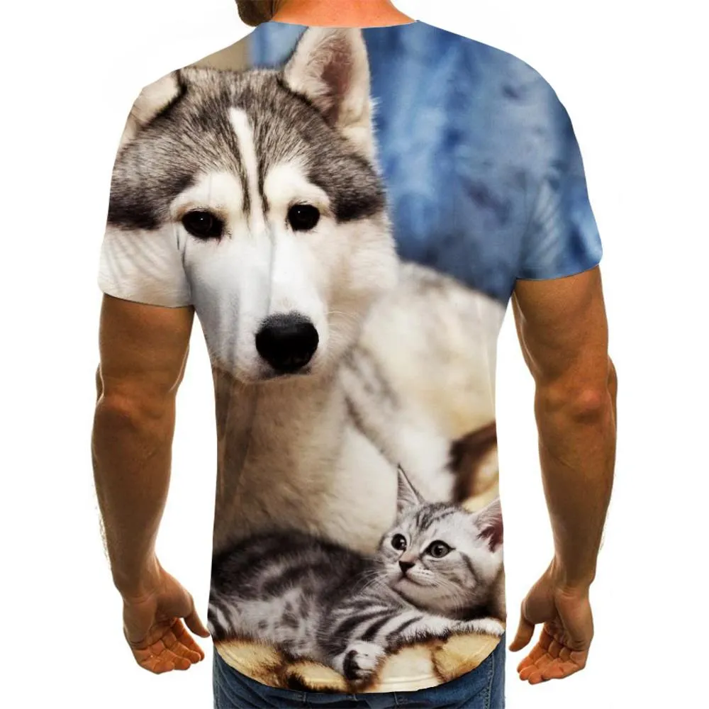 tshirt animaltee top docile petsart costume men cat and dog Cool