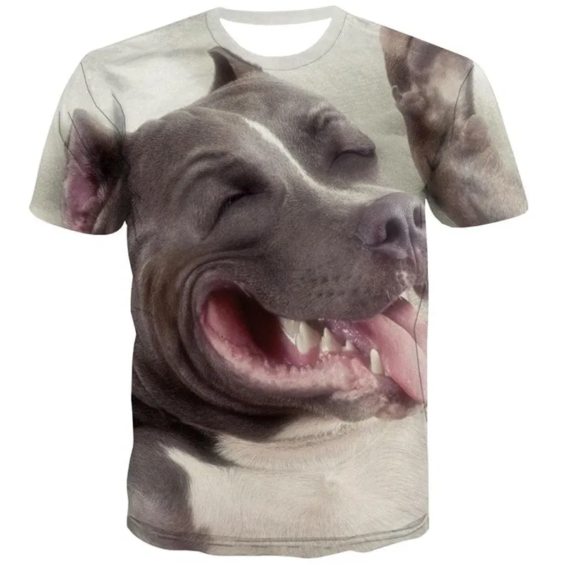 tshirt Funny dog Puppy Cute animal Novelty 3D shirt Casual male big Smart dogs art costume