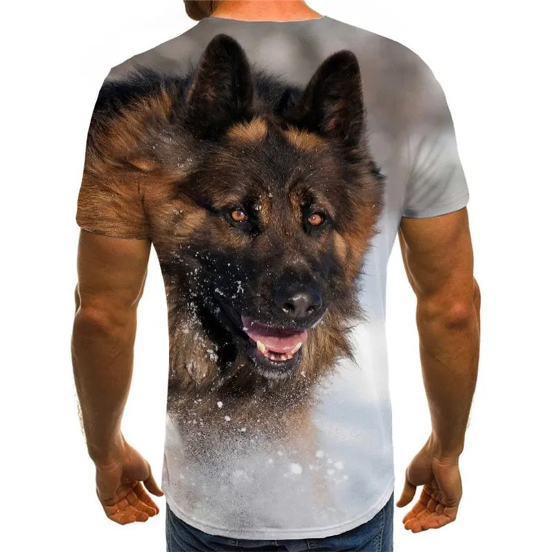 tshirts dog tee top Puppy Cute animal art costume male big Smart dogs Casual