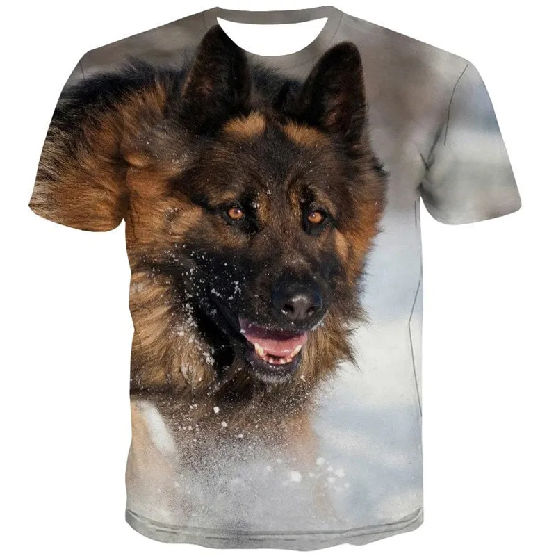 tshirts dog tee top Puppy Cute animal art costume male big Smart dogs Casual