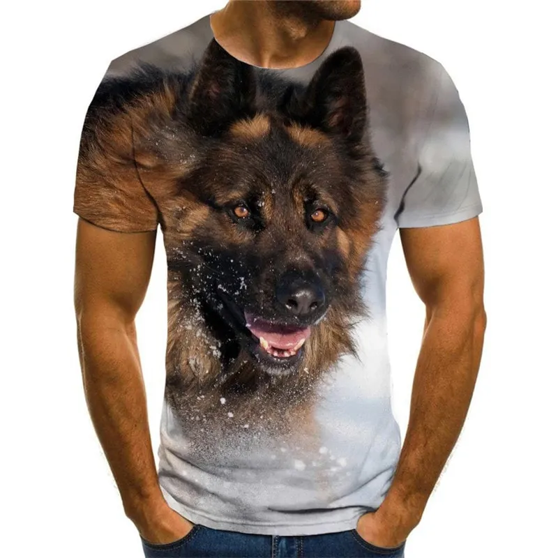 tshirts dog tee top Puppy Cute animal art costume male big Smart dogs Casual