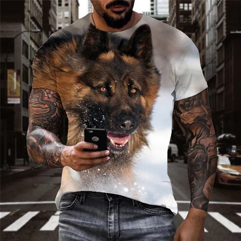 tshirts dog tee top Puppy Cute animal art costume male big Smart dogs Casual