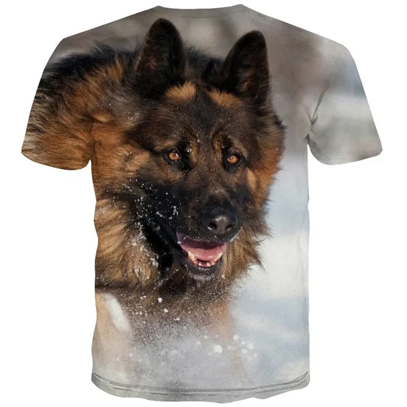 tshirts dog tee top Puppy Cute animal art costume male big Smart dogs Casual