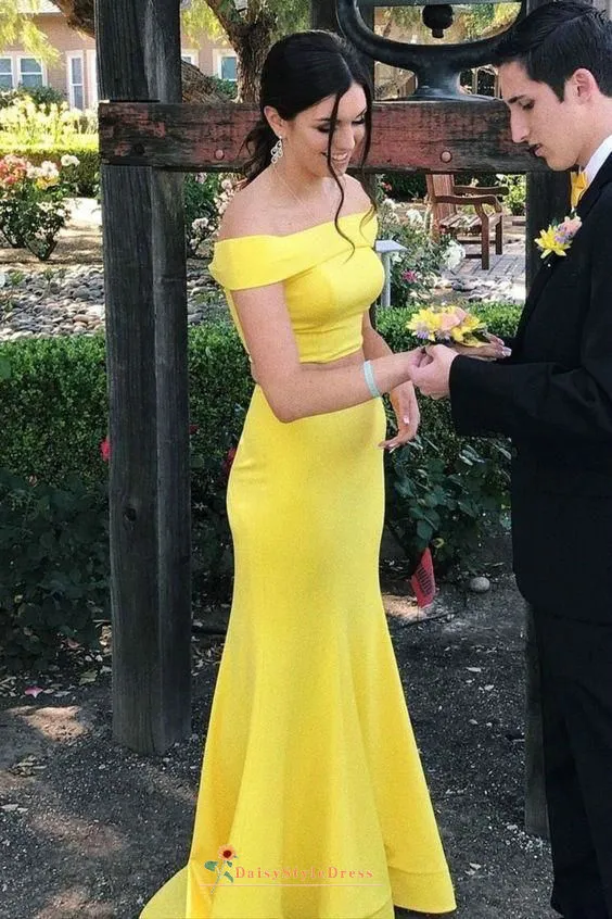 Two Piece Fitted Yellow Prom Dress