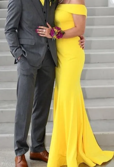 Two Piece Fitted Yellow Prom Dress