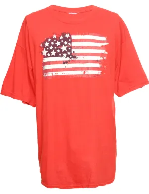 USA Printed Red T-shirt - XL