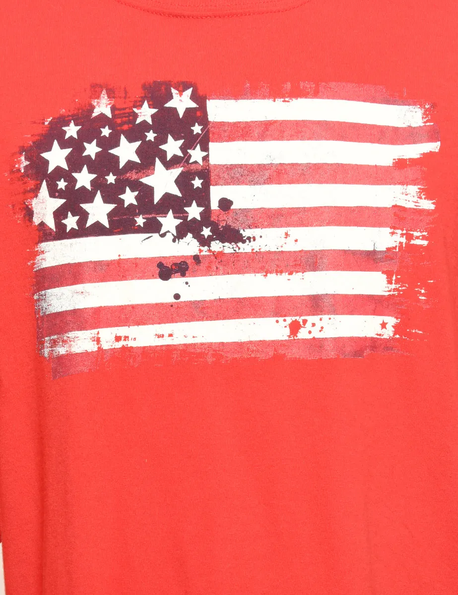 USA Printed Red T-shirt - XL