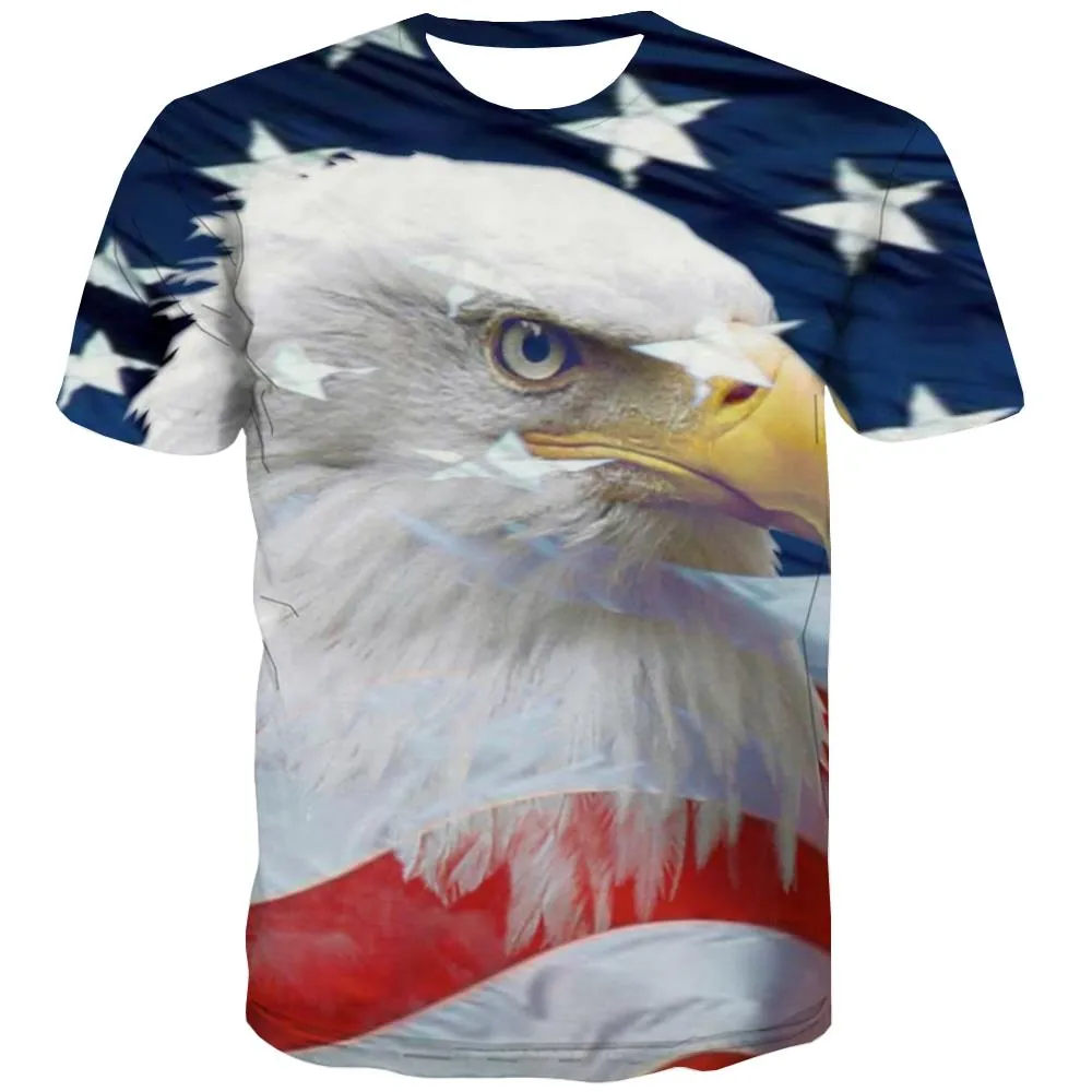 USA T-shirt Men Animal Shirt Print Raptor T-shirts Graphic Fly Tshirts Novelty Eagle Tshirts Cool