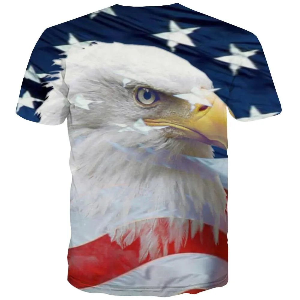 USA T-shirt Men Animal Shirt Print Raptor T-shirts Graphic Fly Tshirts Novelty Eagle Tshirts Cool