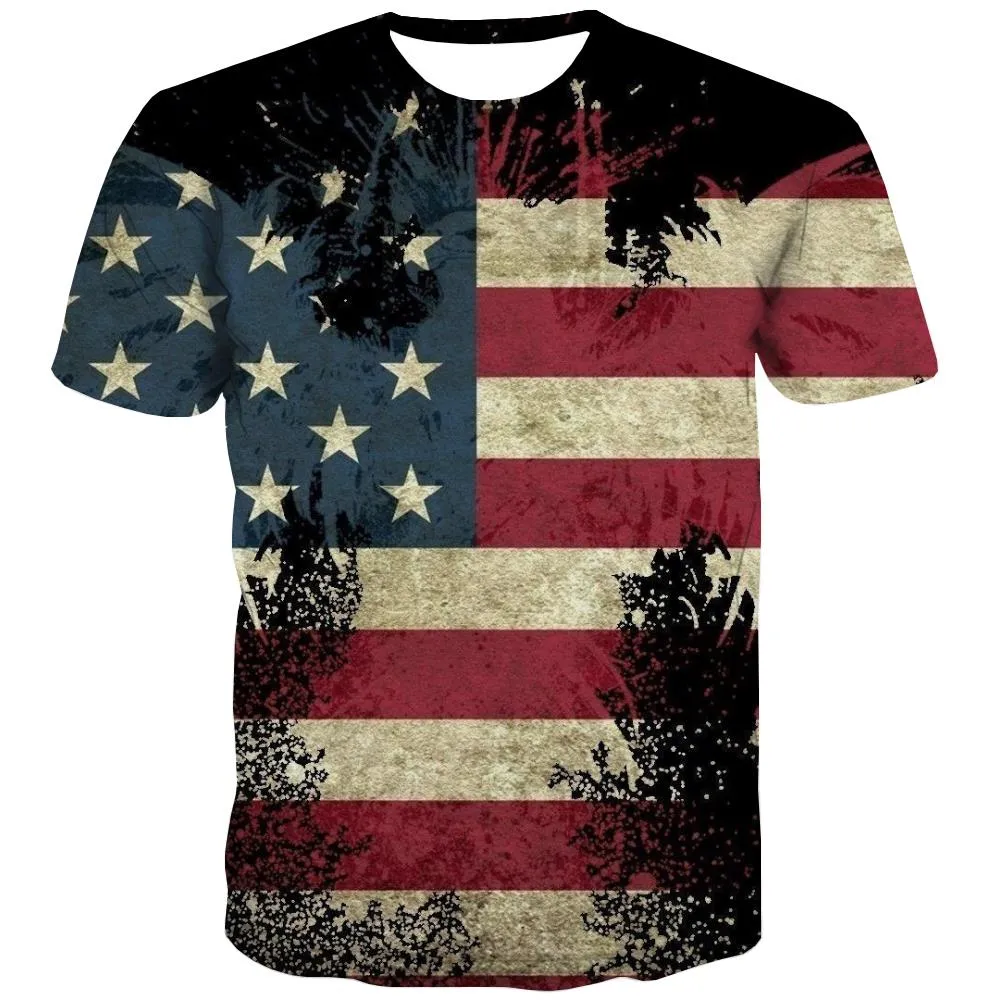 USA T-shirt Men Animal T-shirts Graphic Raptor T-shirts 3d Fly Tshirts Novelty Eagle Tshirts Casual