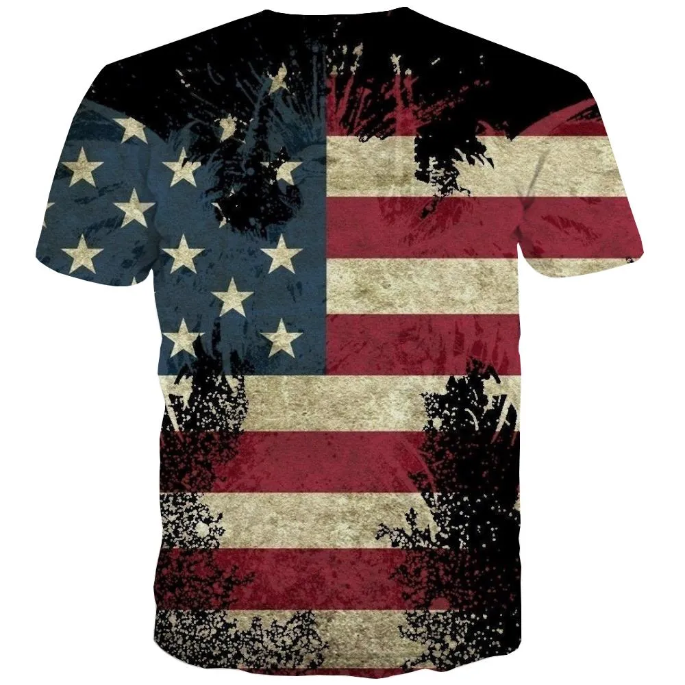 USA T-shirt Men Animal T-shirts Graphic Raptor T-shirts 3d Fly Tshirts Novelty Eagle Tshirts Casual