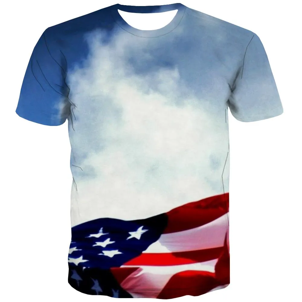 USA T-shirt Men Flag T-shirts 3d Statue Shirt Print Country Tshirts Cool