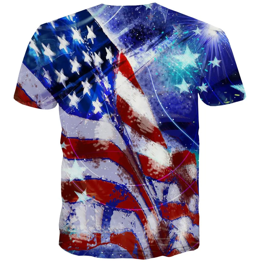 USA T-shirt Men Flag Tshirt Printed Statue T-shirts 3d Country Tshirts Casual