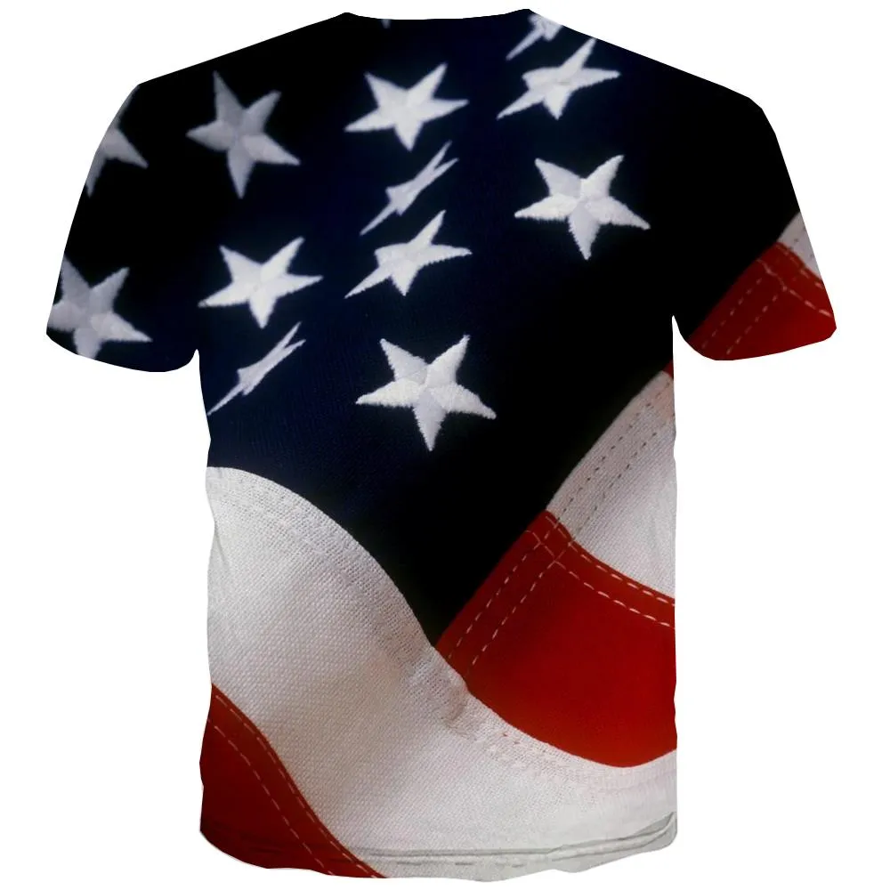 USA T-shirt Men Flag Tshirts Cool Statue T shirts Funny Country Tshirt Printed