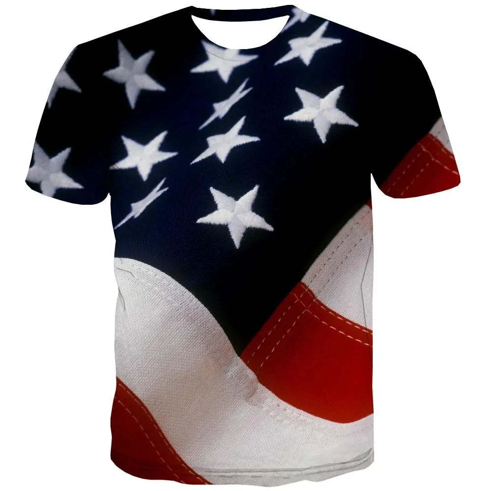 USA T-shirt Men Flag Tshirts Cool Statue T shirts Funny Country Tshirt Printed