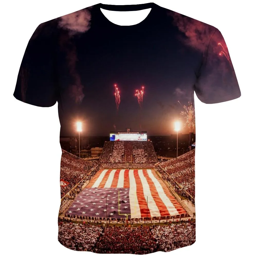 USA T-shirt Men Flag Tshirts Novelty Statue Tshirts Cool Country Tshirts Casual