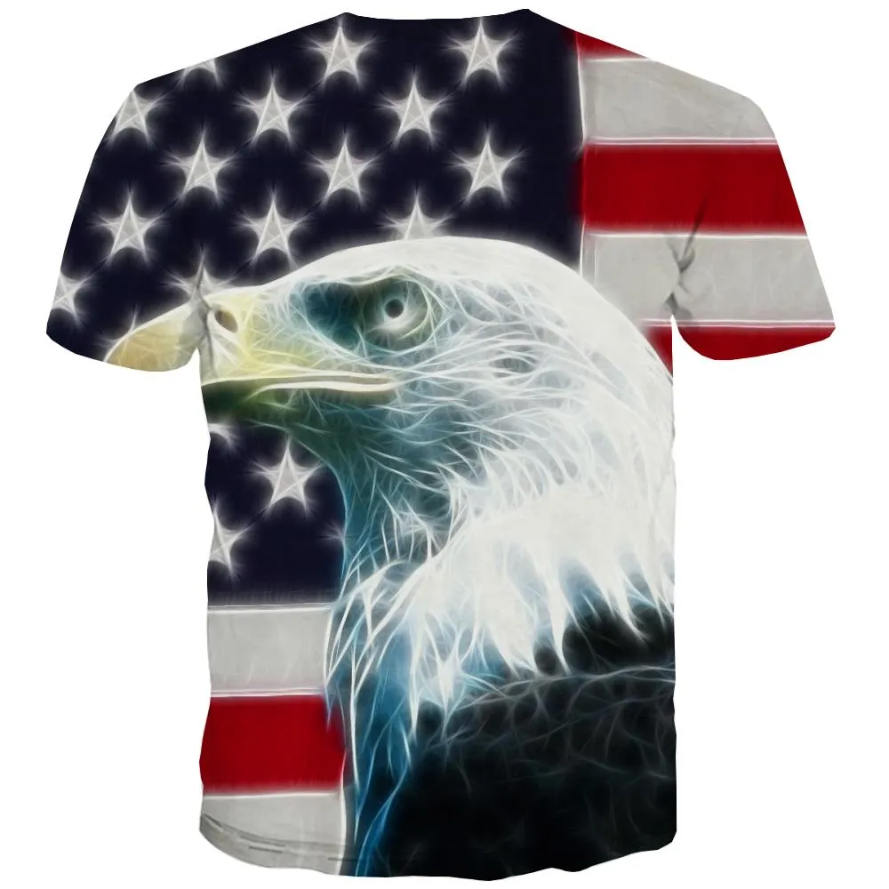 USA T shirts Men Animal Tshirts Novelty Raptor Tshirts Casual Fly Tshirt Anime Eagle T shirts Funny