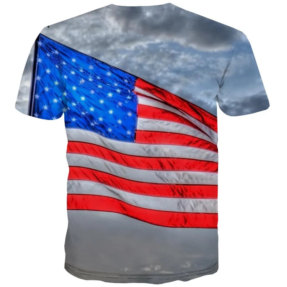 USA T shirts Men Flag T-shirts 3d Statue Tshirts Casual Country Shirt Print