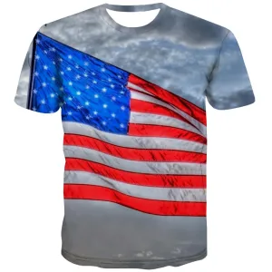 USA T shirts Men Flag T-shirts 3d Statue Tshirts Casual Country Shirt Print