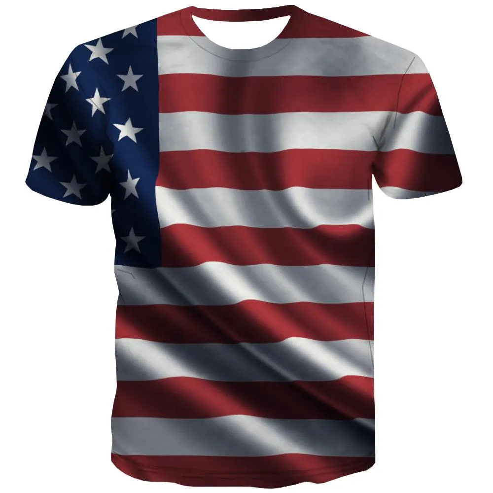 USA T shirts Men Flag Tshirt Anime Statue T shirts Funny Country Tshirts Cool