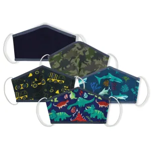 Variety 5-Pack - Sharks & Dinos Reusable Face Masks