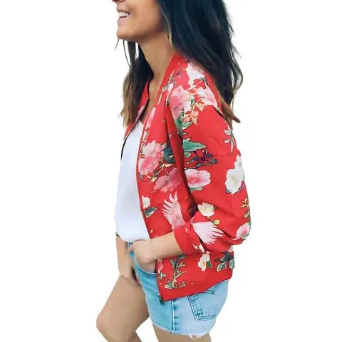 Varsity Jacket Women Floral Red