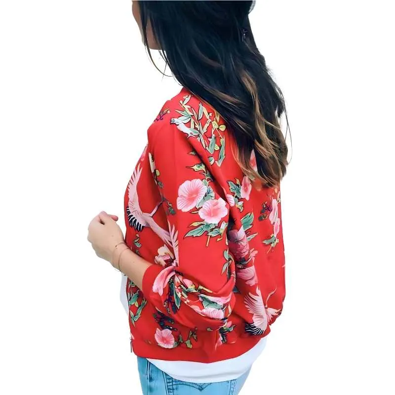 Varsity Jacket Women Floral Red