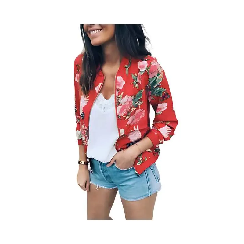 Varsity Jacket Women Floral Red