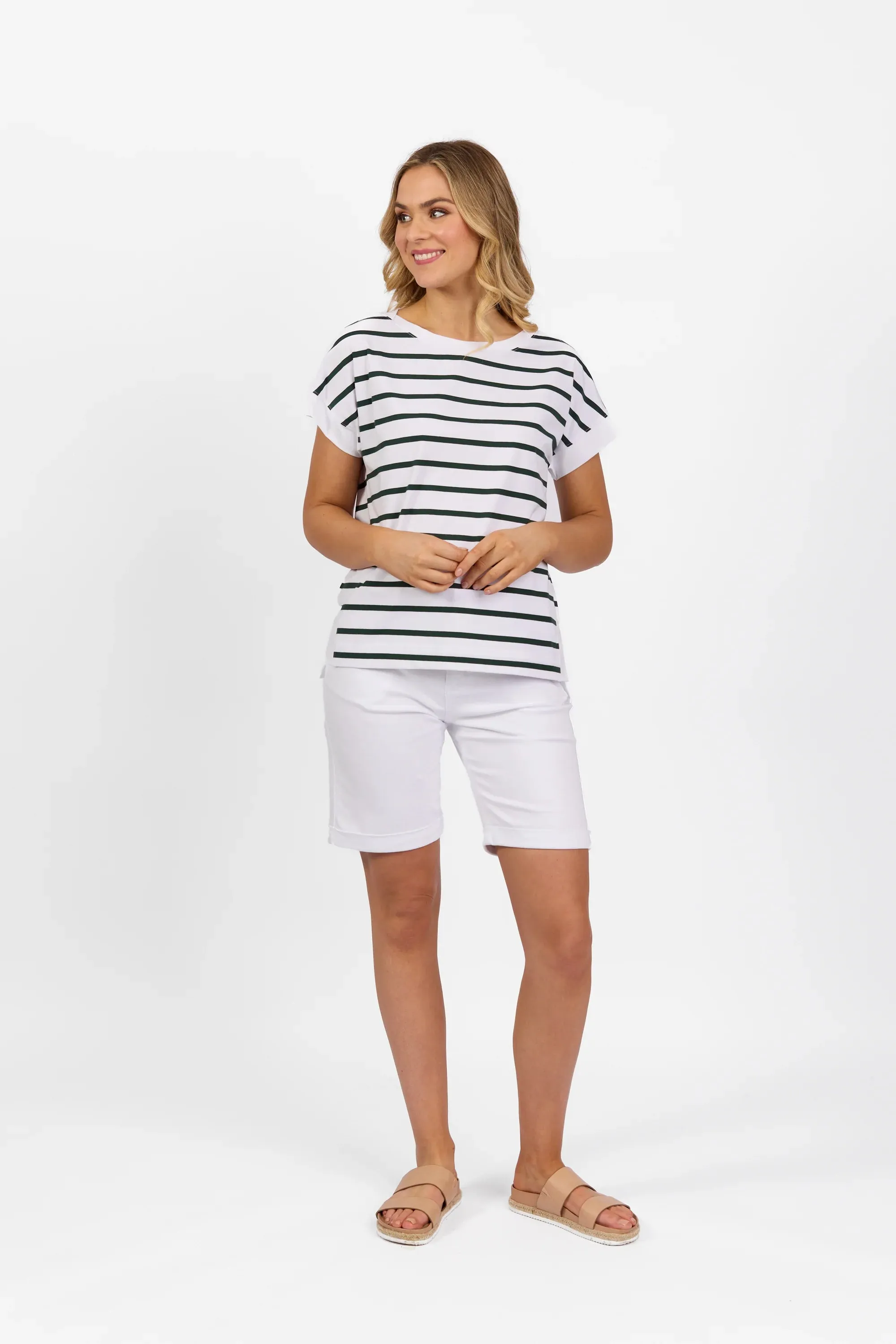 Vassalli Drop Sleeve Top with Stepped Hem