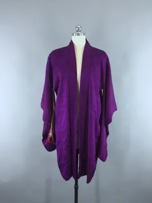 Vintage 1930s Silk Haori Kimono Cardigan / Deep Purple