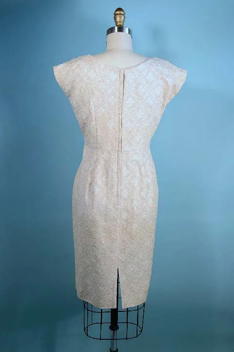 Vintage 50s Fitted Wiggle Dress   Removable Peplum, SZ M