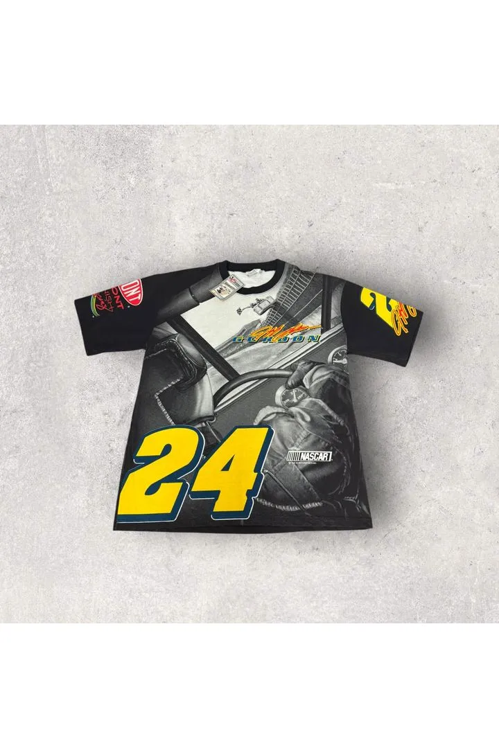 Vintage Deadstock Chase Authentics 1998 Jeff Gordon NASCAR All Over Print Tee- L