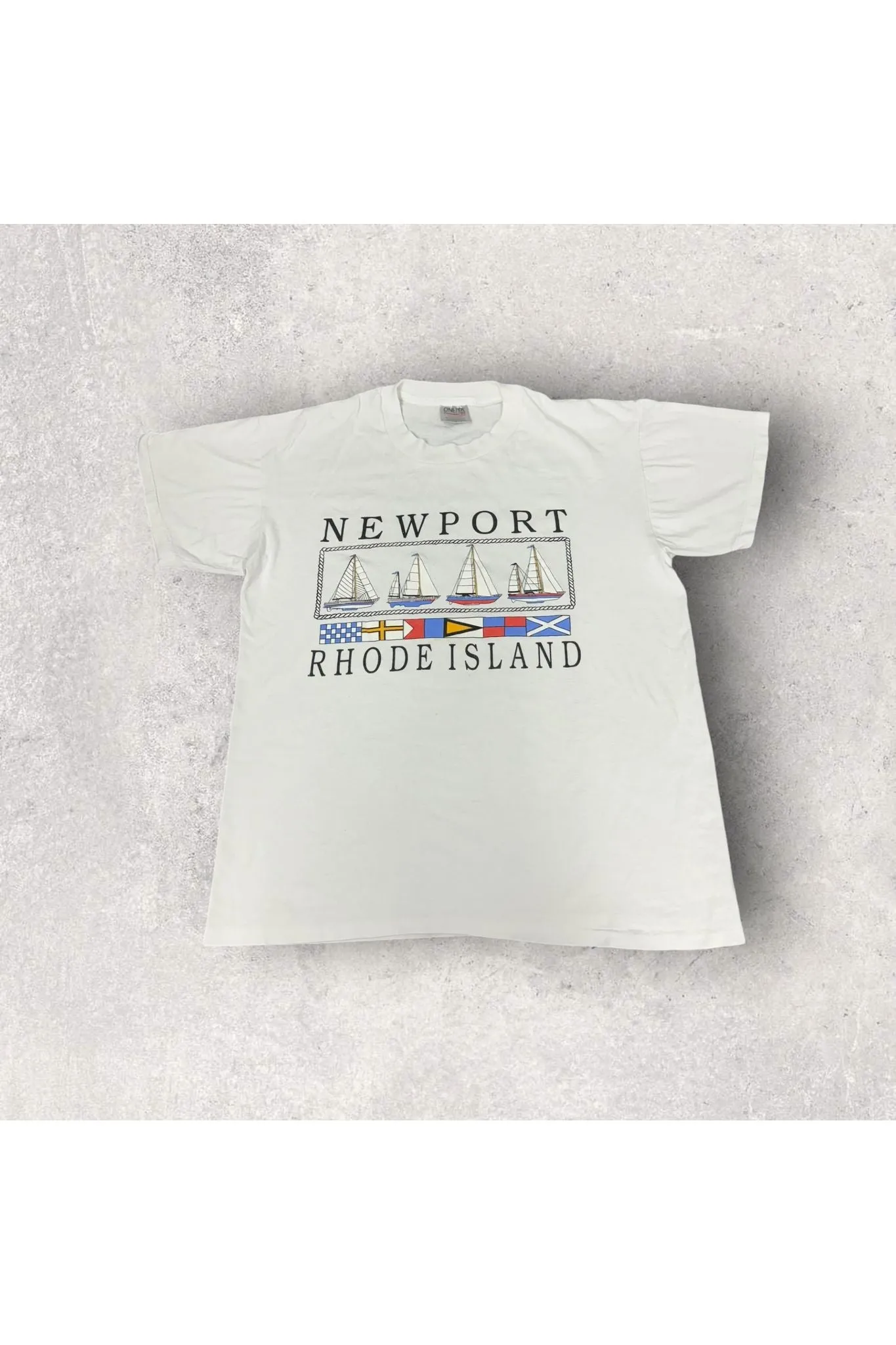 Vintage Oneita Single Stitch Newport Rhode Island Travel Tee- L