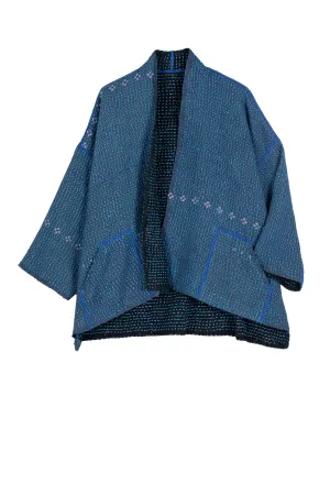 WAFFLE KANTHA MINI KIMONO JKT - wf3055-blu -