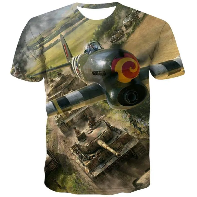 War T-shirt Men Helicopter Tshirt Printed Tank T-shirts 3d Military Shirt Print Flame Tshirts Casual