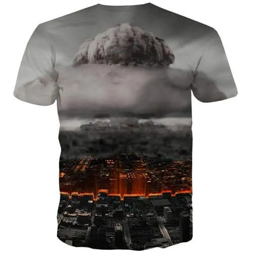 War T shirts Men Military T shirts Funny Flame Tshirts Casual City Shirt Print Mushroom Cloud T-shirts 3d Short Sleeve T shirts