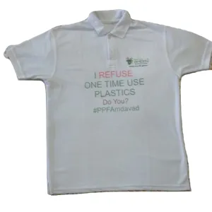 Waste PET Bottles Recycled to make this T Shirt - 50% PET 50% Cotton Polo White