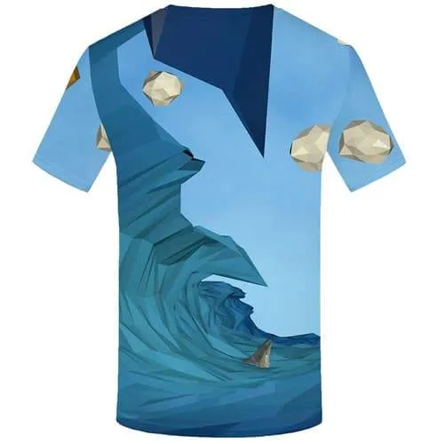 Wave T-shirt Men Cartoon Tshirts Cool Art Tshirts Novelty Abstract Tshirt Printed Geometric Shirt Print Short Sleeve Hip hop Men